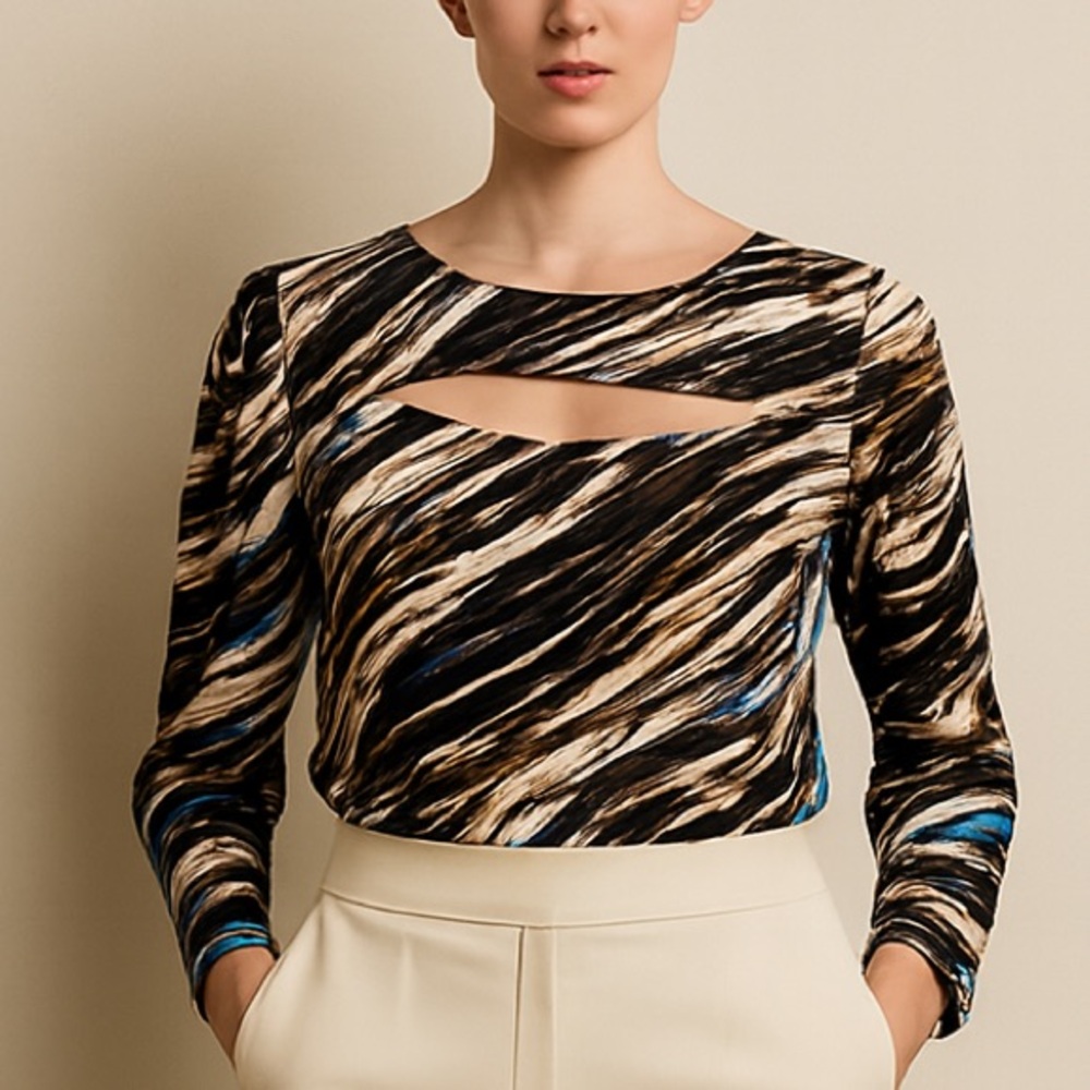 Contemporary Chic Cutout Soft Statement Top Minimalist style size M Quiet Luxury